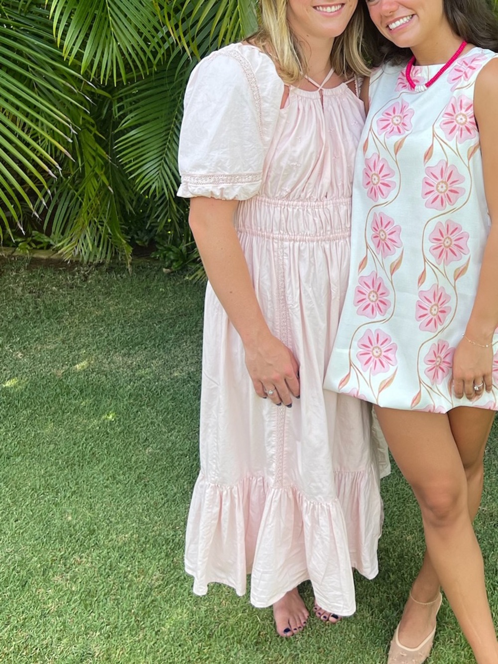 Light Pink Smocked Waist Midi Dress